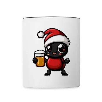 Ant Christmas Beer Funny - Contrasting Mug - white/black - Front