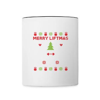 Merry Liftmas Rennier Fitness Noël Xmas - Mug contrasté - blanc/noir - Devant
