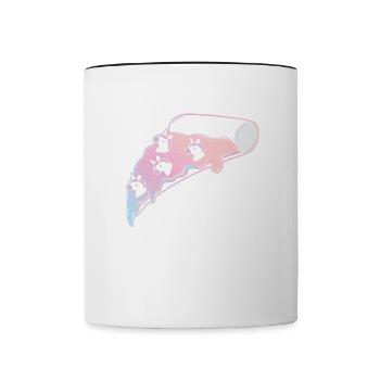 Einhorn Pizza Regenbogen T-Shirt - Tasse zweifarbig - Weiß/Schwarz - Vorne