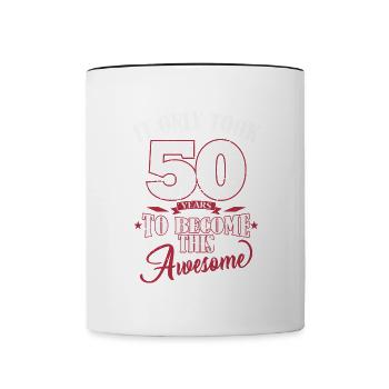 50e anniversaire Il n’a fallu que 50 ans pour Awesome - Mug contrasté - blanc/noir - Devant