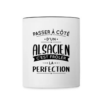 Alsacien - Frôler la perfection - Alsace - Mug contrasté - blanc/noir - Devant