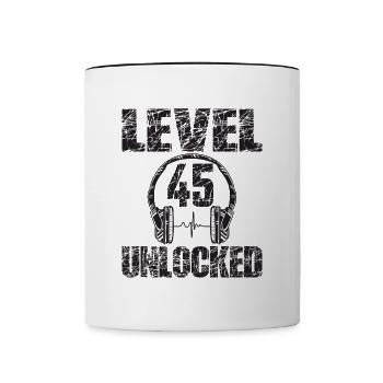 Level 45 Unlocked Geburtstagsgeschenk 45 Jahre - Tasse zweifarbig - Weiß/Schwarz - Vorne