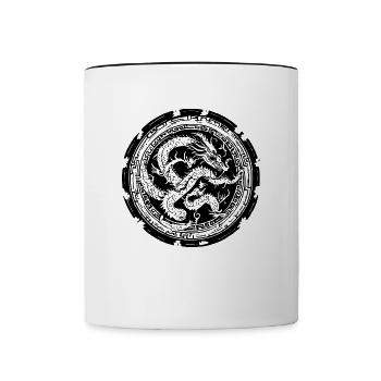 fernöstliches Drachen Emblem - Tasse zweifarbig - Weiß/Schwarz - Vorne