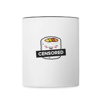 Funny censored white maki roll - Contrasting Mug - white/black - Front