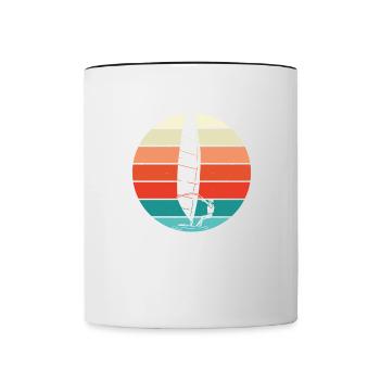 Weißer Windsurfer Vintage - Tasse zweifarbig - Weiß/Schwarz - Vorne
