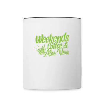 Weekends Coffee and Aloe Vera Plant - Contrasting Mug - white/black - Front