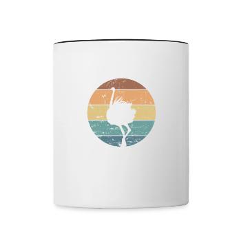 Strauß Laufvogel Großvogel Hals - Tasse zweifarbig - Weiß/Schwarz - Vorne