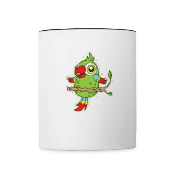 Parrot on a Tree Bird Exotic Animal - Contrasting Mug - white/black - Front