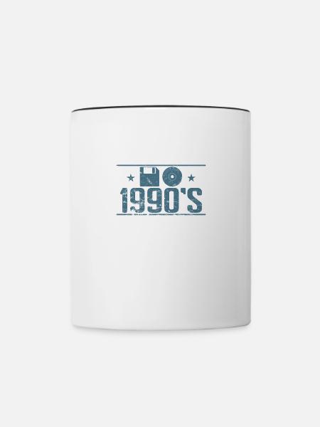 Diskette und CD 1990's Retrospeichermodul - Tasse zweifarbig - Weiß/Schwarz