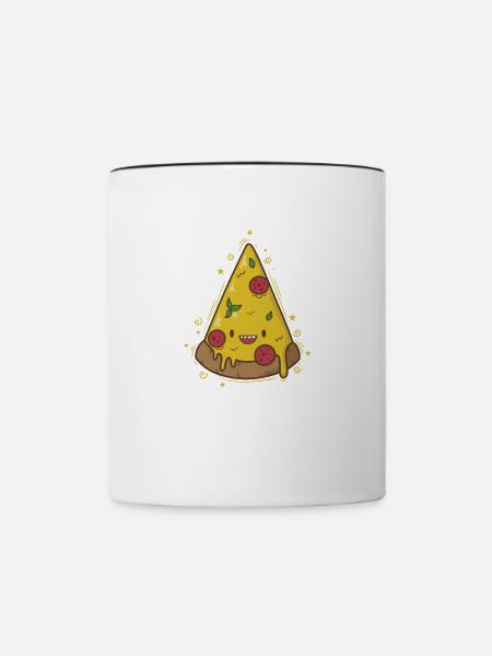 leckere Pizza mit Salami - Tasse zweifarbig - Weiß/Schwarz