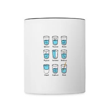 Optimist Pessimist Realist - Funny Glass Of Water - Tasse zweifarbig - Weiß/Schwarz - Vorne