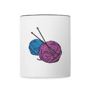Stricken Garn Nadeln Hobby - Tasse zweifarbig - Weiß/Schwarz - Vorne