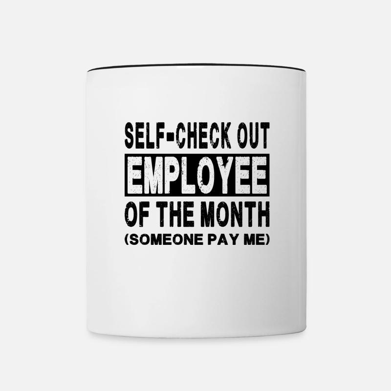 Self-Check Out - Employé du mois - Mug contrasté - blanc/noir