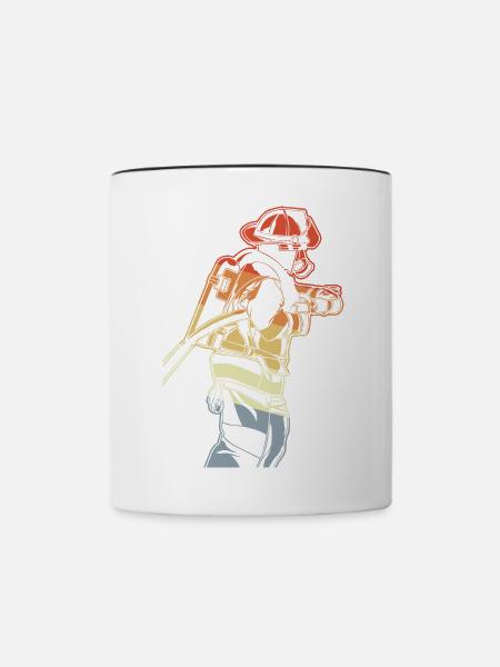 Feuerwehrmann - Tasse zweifarbig - Weiß/Schwarz
