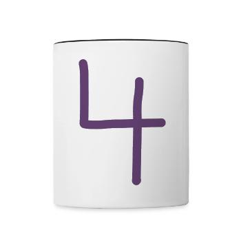 4 Numéro quatre numéro violet anniversaire - Mug contrasté - blanc/noir - Devant