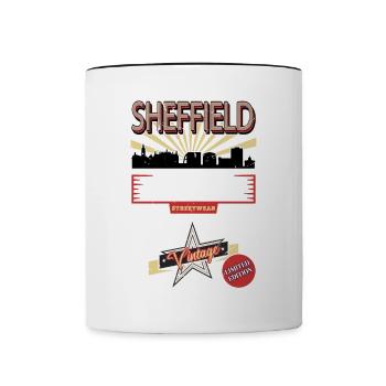 Sheffield England UK City Skyline Vintage Retro - Contrasting Mug - white/black - Front