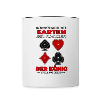 Poker Reicht mir die Karten Casino Pokerspieler - Tasse zweifarbig - Weiß/Schwarz - Vorne