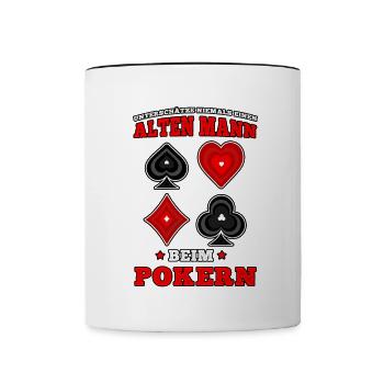 Poker Alter Mann beim pokern Casino Pokerspieler - Tasse zweifarbig - Weiß/Schwarz - Vorne