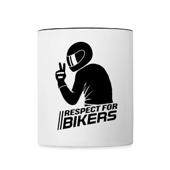 Respect for Bikers - Tasse zweifarbig - Weiß/Schwarz - Vorne
