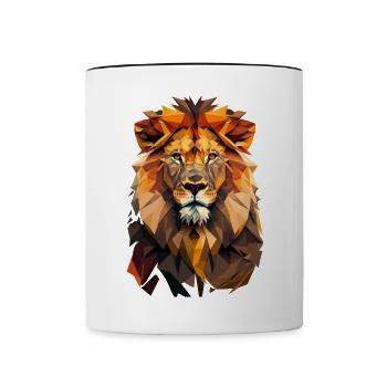 magnifique tête de lion polygone de lion - Mug contrasté - blanc/noir - Devant