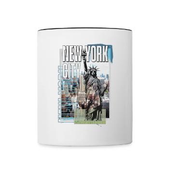 New York City USA America City Skyline Collage - Contrasting Mug - white/black - Front