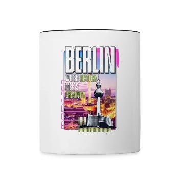 Berlin Skyline TV Tower Germany City Colorful - Contrasting Mug - white/black - Front