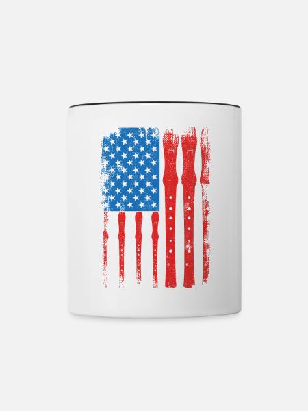 4. Juli USA Flöte - Tasse zweifarbig - Weiß/Schwarz