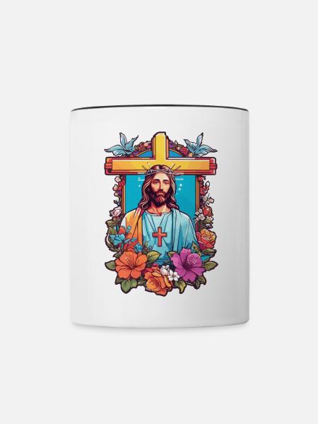 Jesus Christus - Tasse zweifarbig - Weiß/Schwarz