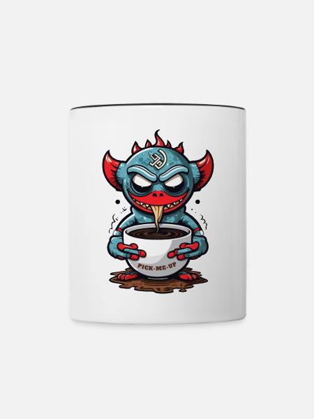 Kaffee Monster - Tasse zweifarbig - Weiß/Schwarz