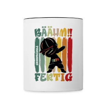 Grundschule fertig geschafft Abschluss 2024 - Tasse zweifarbig - Weiß/Schwarz - Vorne