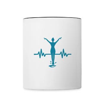 Heartbeat diver - water sports athlete - Contrasting Mug - white/black - Front