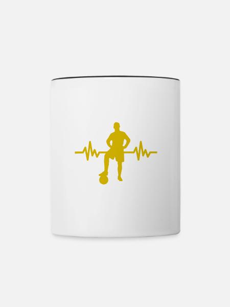 Herzschlag - Soccer / Sportverein Kicker Fußball - Tasse zweifarbig - Weiß/Schwarz