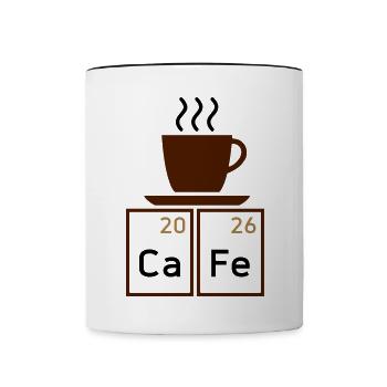 Cafe (Calcium, Eisen)(Kaffeetasse) - Tasse zweifarbig - Weiß/Schwarz - Vorne