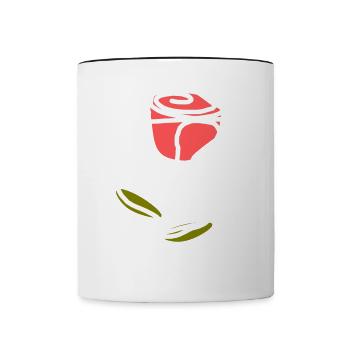 one Line Art Strichzeichnung Blume Blumen Pflanzen - Tasse zweifarbig - Weiß/Schwarz - Vorne