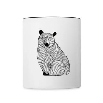 Lines art animal bear - Contrasting Mug - white/black - Front