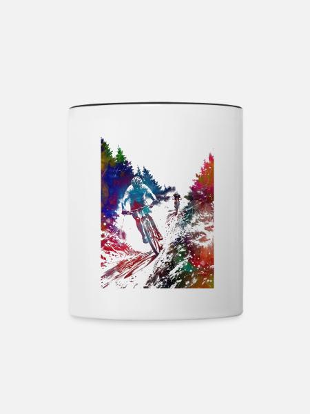 Mountainbiker Sport Kunst - Tasse zweifarbig - Weiß/Schwarz