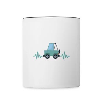 Car - Car - Heartbeat - Bus - Offroad - Contrasting Mug - white/black - Front