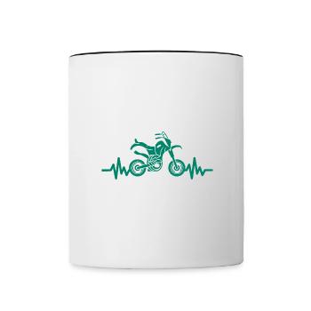 Heartbeat Motorrad - Motorcross - Tasse zweifarbig - Weiß/Schwarz - Vorne