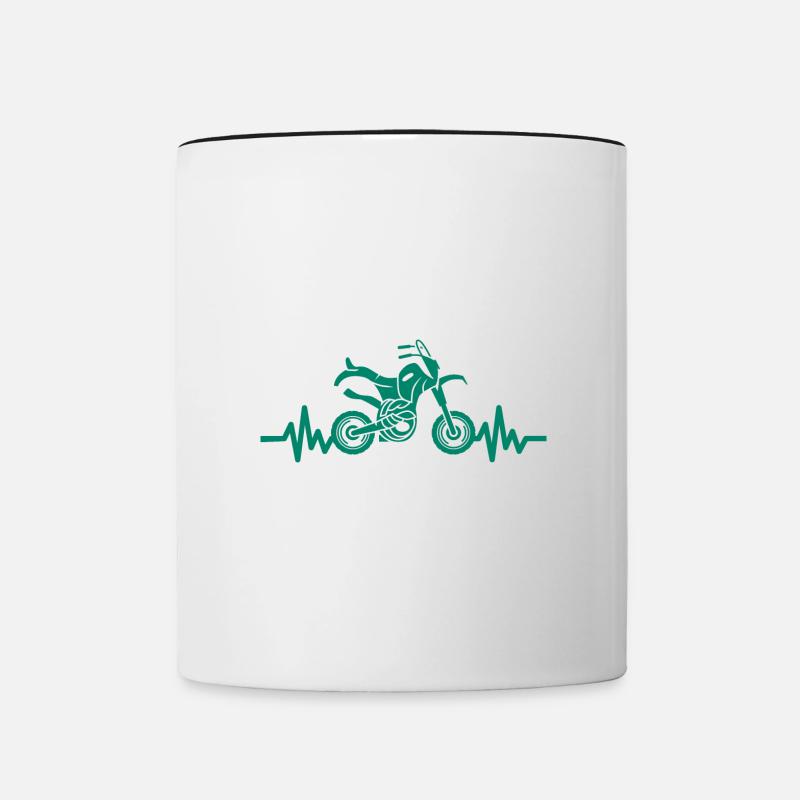Heartbeat Motorcycle - Motorcross - Contrasting Mug - white/black