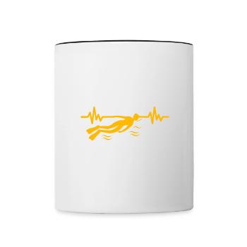 Herzschlag Schwimmer - Taucher Wassersport Athlet - Tasse zweifarbig - Weiß/Schwarz - Vorne