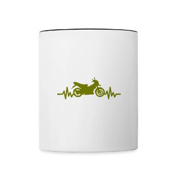 Heartbeat Motorrad - Maschine Motorsport Freiheit - Tasse zweifarbig - Weiß/Schwarz - Vorne