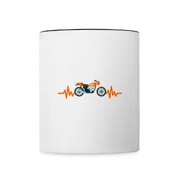 Heartbeat Motorrad - Maschine Motorsport Freiheit - Tasse zweifarbig - Weiß/Schwarz - Vorne