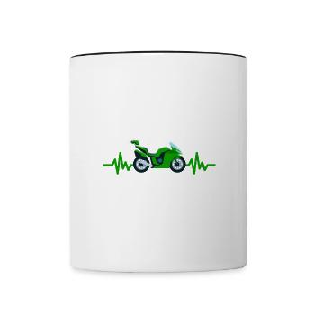 Heartbeat Motorrad - Maschine Motorsport Freiheit - Tasse zweifarbig - Weiß/Schwarz - Vorne