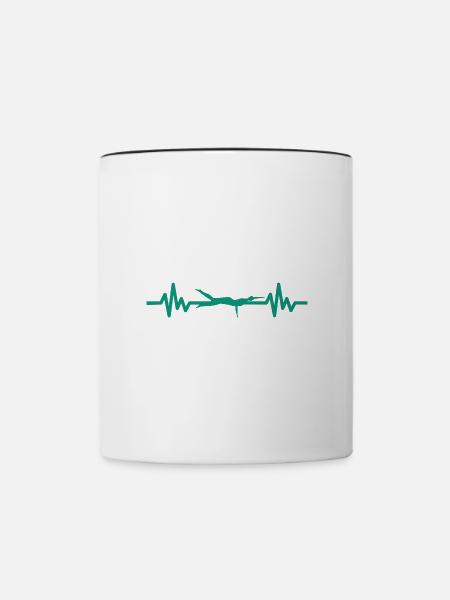 Herzschlag Schwimmer - Taucher Wassersport Athlet - Tasse zweifarbig - Weiß/Schwarz