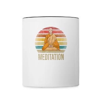 Moine Bouddhiste Moine Bouddhisme Méditation - Mug contrasté - blanc/noir - Devant