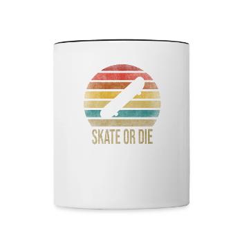 Skateboard Skate Or Die Retro Sunset - Tasse zweifarbig - Weiß/Schwarz - Vorne