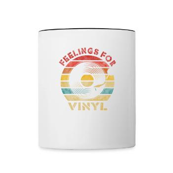 Feelings for Vinyl Retro Vintage Music - Contrasting Mug - white/black - Front