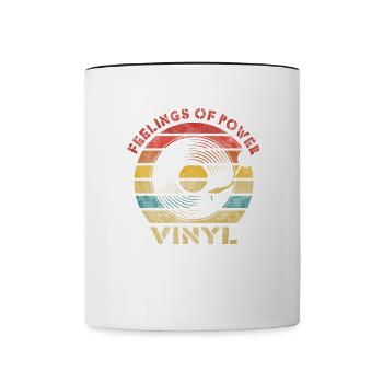 Feelings of Power Vinyl Retro Vintage Music - Contrasting Mug - white/black - Front