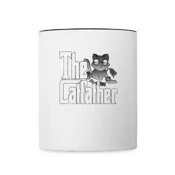 Cat Dad The Catfather Crazy Cat Father Kitty Daddy - Mug contrasté - blanc/noir - Devant