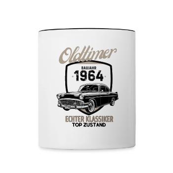 OLDTIMER BAUJAHR 1964 - Tasse zweifarbig - Weiß/Schwarz - Vorne